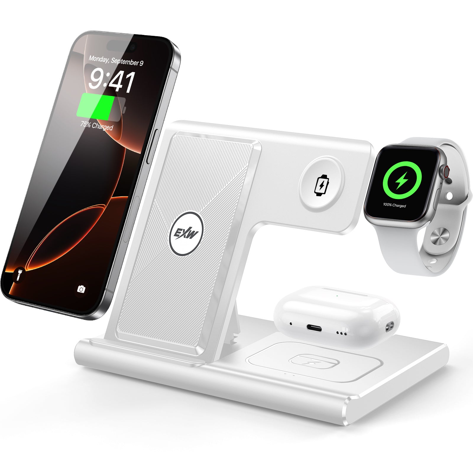 DeskUnivers™ ChargePro 3-in-1 Foldable Wireless Station