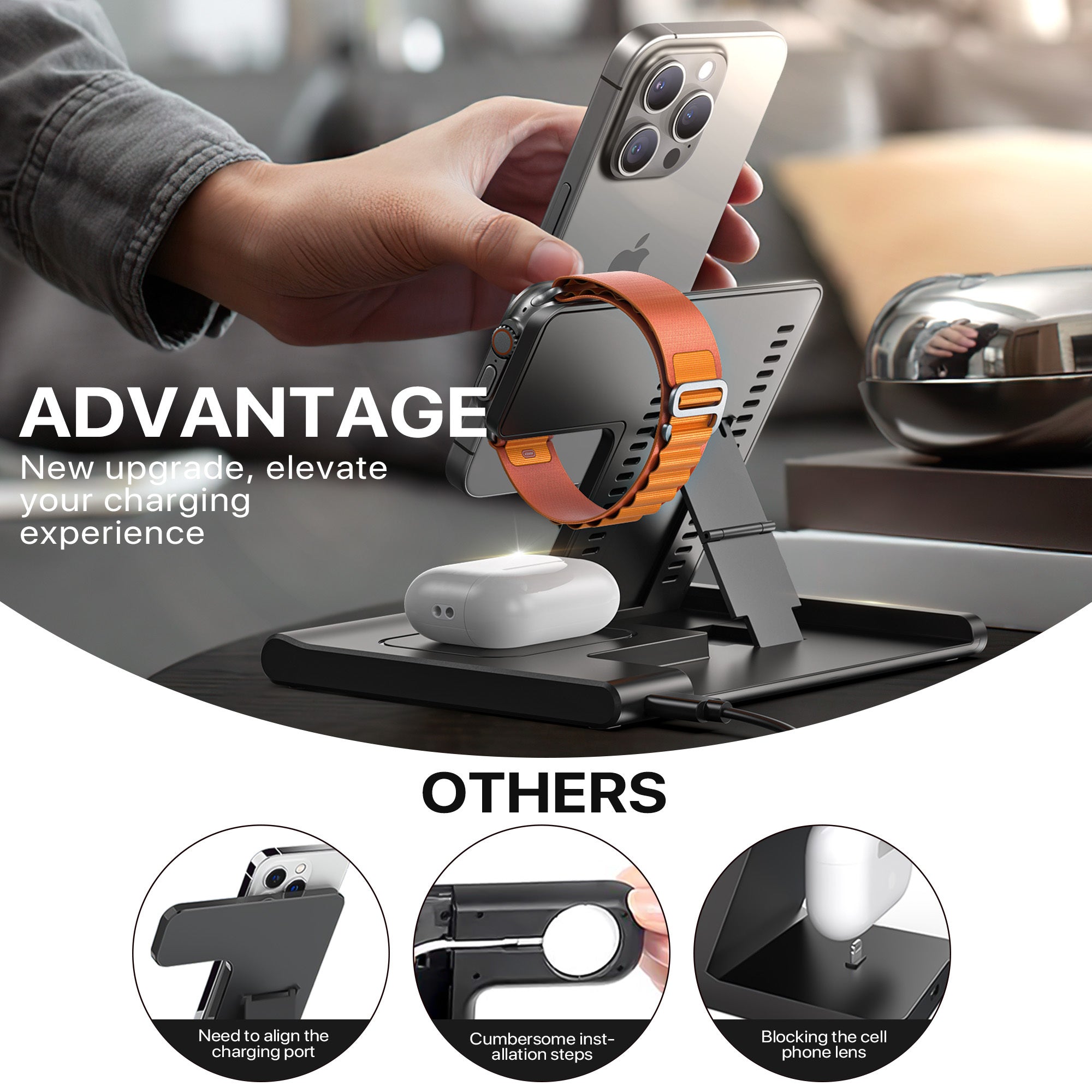 DeskUnivers™ ChargePro 3-in-1 Foldable Wireless Station