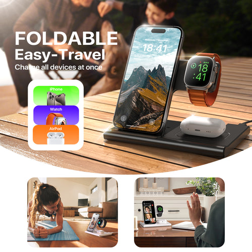 DeskUnivers™ ChargePro 3-in-1 Foldable Wireless Station