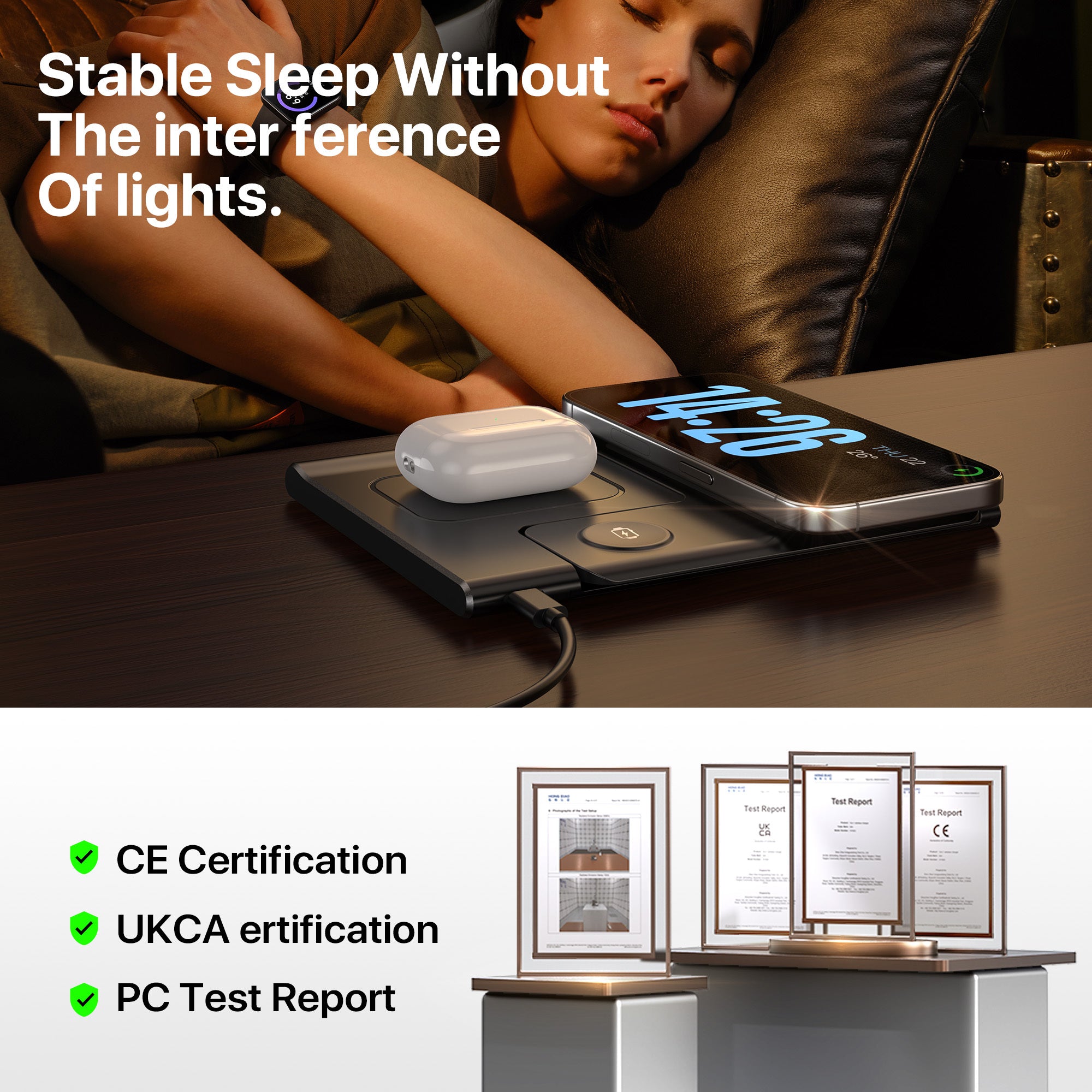 DeskUnivers™ ChargePro 3-in-1 Foldable Wireless Station