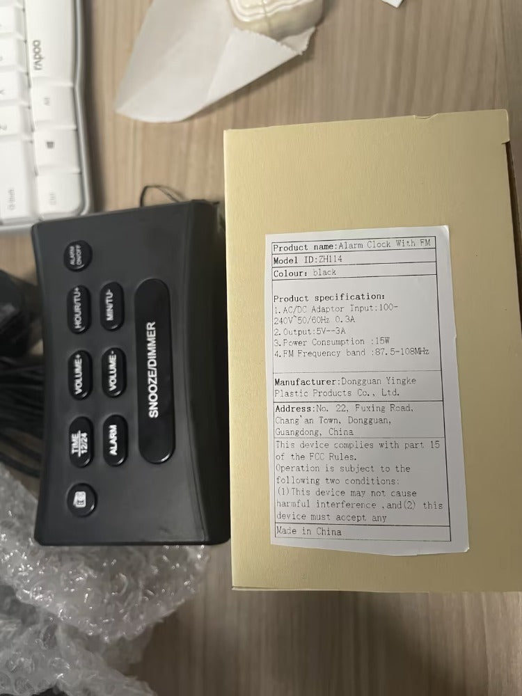 Mobile Desk Bedroom Large Alarm Clock LED Digital Clock Display With FM Radio