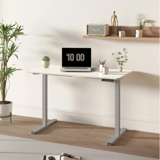 DeskUnivers™ Electric Standing Desk – Adjustable Height Workstation (Black Frame + Black Top)