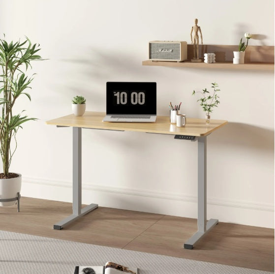 DeskUnivers™ Electric Standing Desk – Adjustable Height Workstation (Black Frame + Black Top)