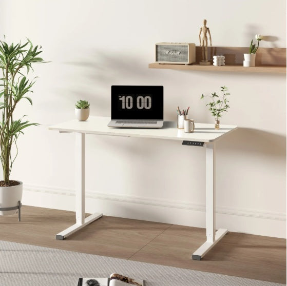 DeskUnivers™ Electric Standing Desk – Adjustable Height Workstation (Black Frame + Black Top)