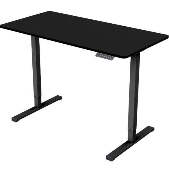 DeskUnivers™ Electric Standing Desk – Adjustable Height Workstation (Black Frame + Black Top)